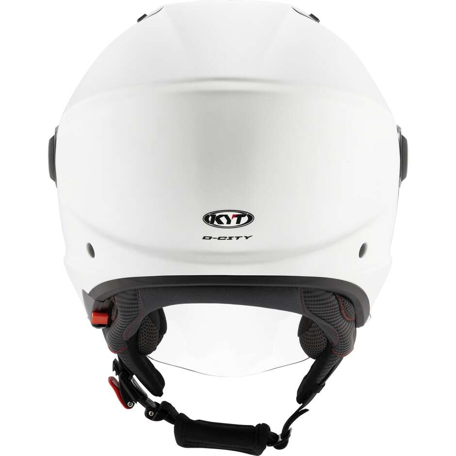 Casque Moto Jet KYT D-CITY PLAIN CRYSTAL Blanc Mat