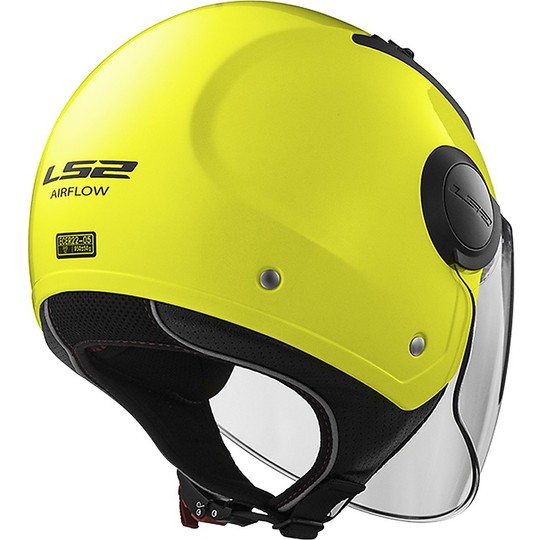 Casque Moto Jet LS2 OF562 Airflow Solid Yellow Fluo