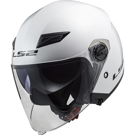 Casque moto Jet LS2 OF569 Track Double Visor Solid Glossy White