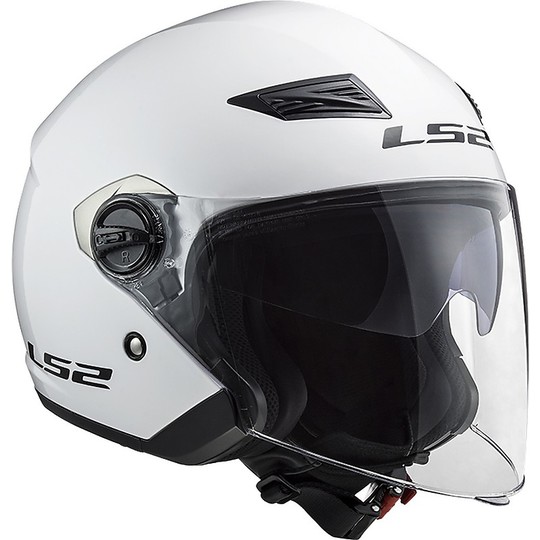 Casque moto Jet LS2 OF569 Track Double Visor Solid Glossy White