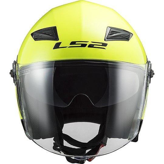 Casque Moto Jet LS2 OF569 Track Solid Yellow Fluo