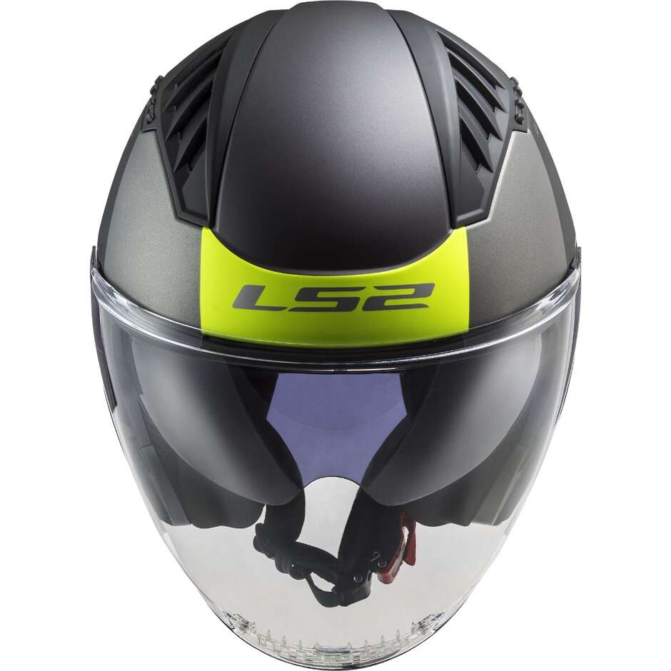 Casque Moto Jet Ls2 OF600 COPTER II URBAN Noir Mat Jaune Fluo
