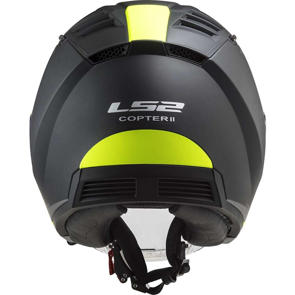 Casque Moto Jet Ls2 OF600 COPTER II URBAN Noir Mat Jaune Fluo