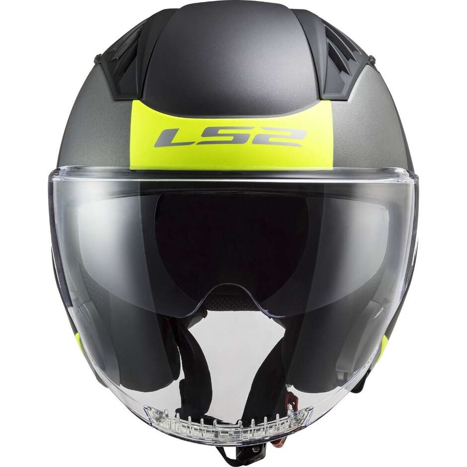 Casque Moto Jet Ls2 OF600 COPTER II URBAN Noir Mat Jaune Fluo