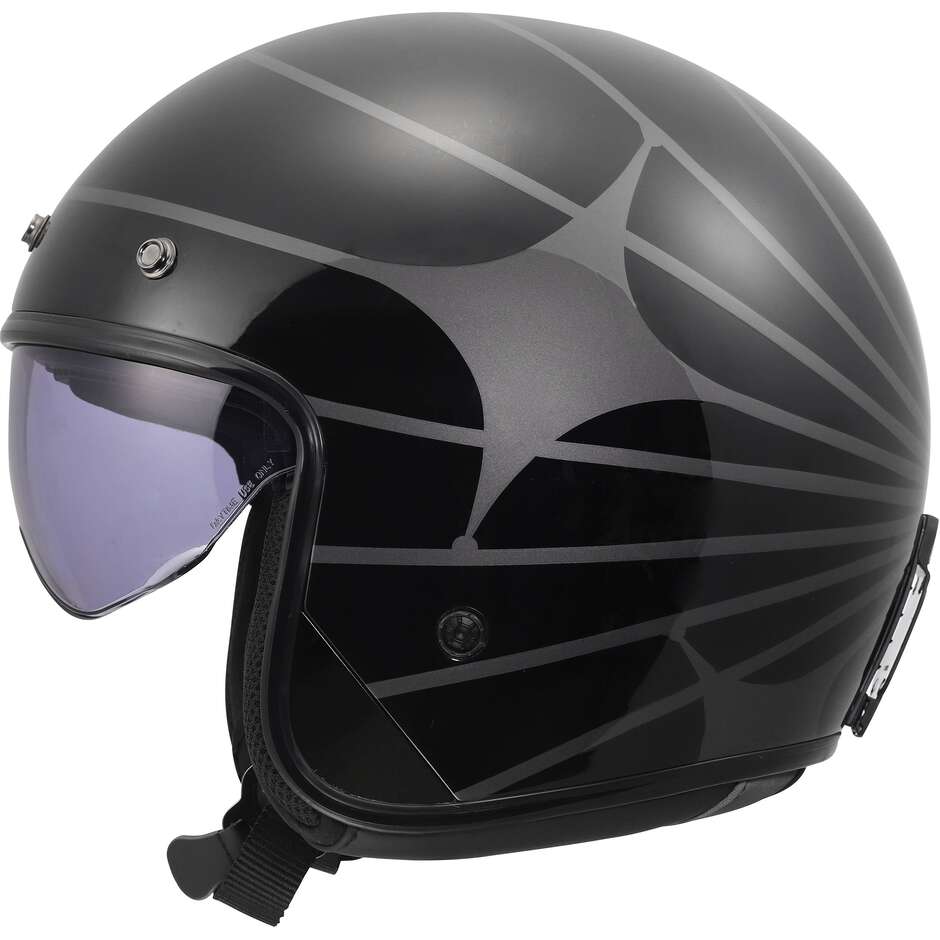 Casque moto jet LS2 OF601 BOB II COSMIC noir gris