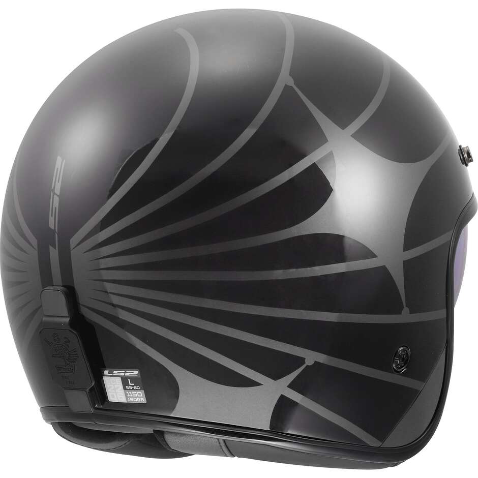 Casque moto jet LS2 OF601 BOB II COSMIC noir gris
