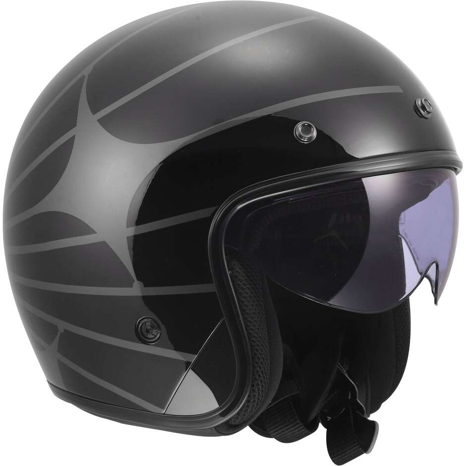 Casque moto jet LS2 OF601 BOB II COSMIC noir gris
