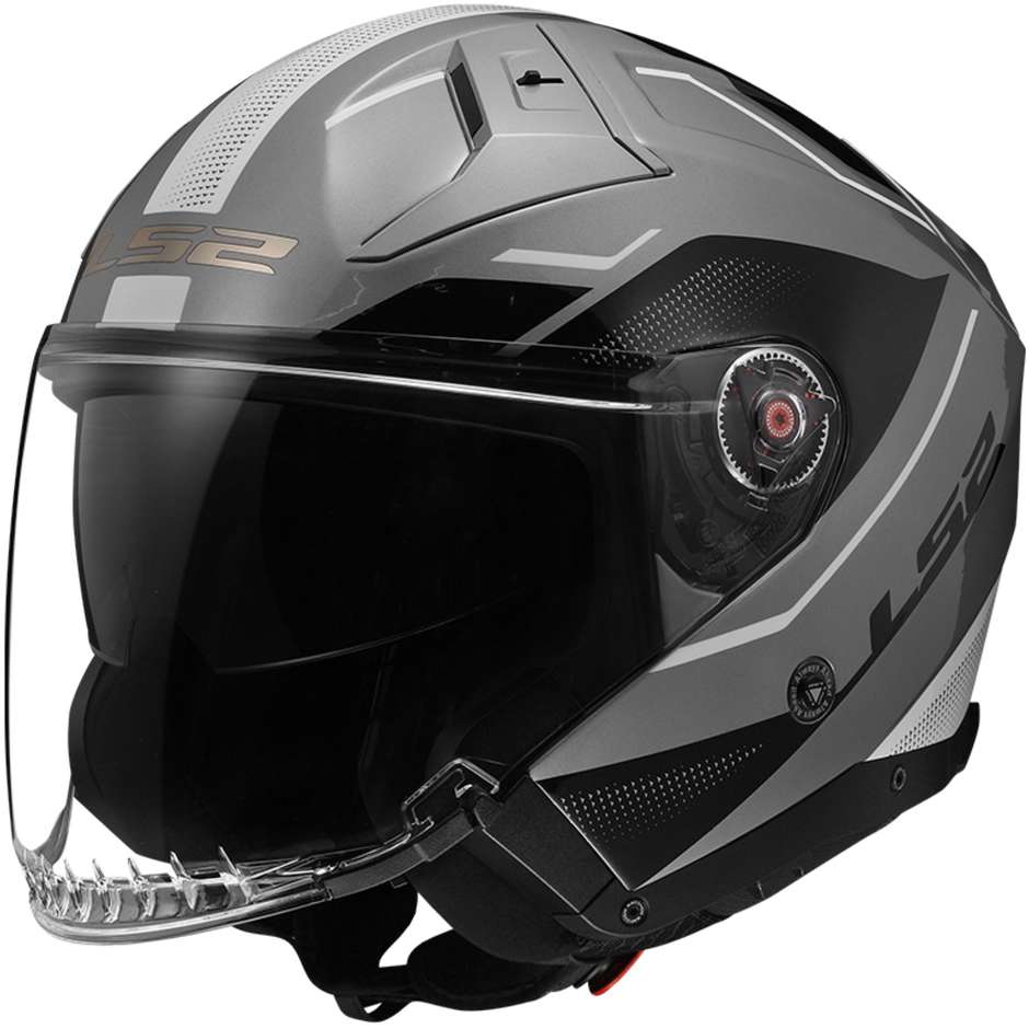 Casque Moto Jet Ls2 OF603 INFINITY 2 VEYRON Gris Blanc
