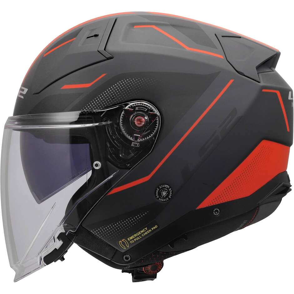 Casque moto jet LS2 OF603 INFINITY II VEYRON Noir Gris Rouge