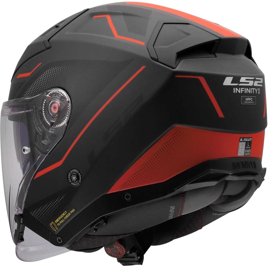 Casque moto jet LS2 OF603 INFINITY II VEYRON Noir Gris Rouge