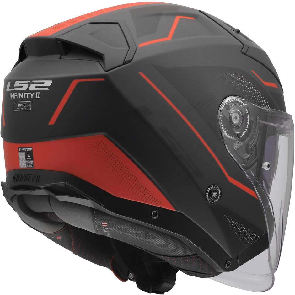 Casque moto jet LS2 OF603 INFINITY II VEYRON Noir Gris Rouge