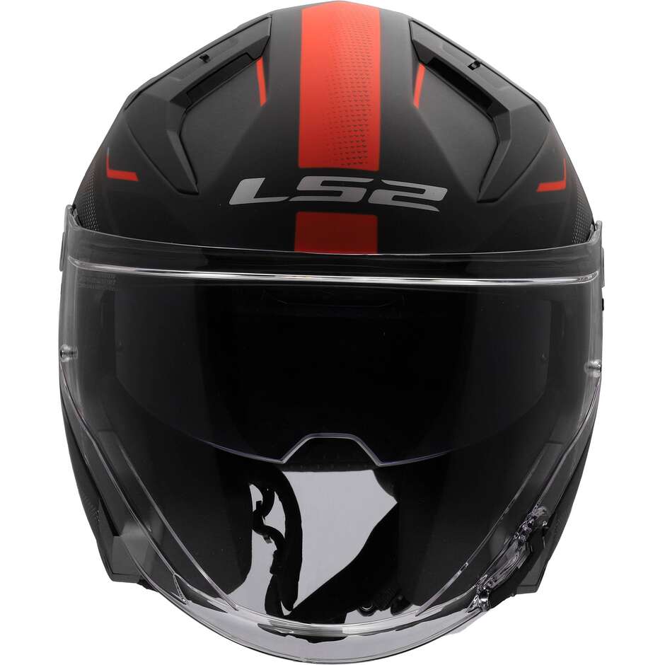 Casque moto jet LS2 OF603 INFINITY II VEYRON Noir Gris Rouge