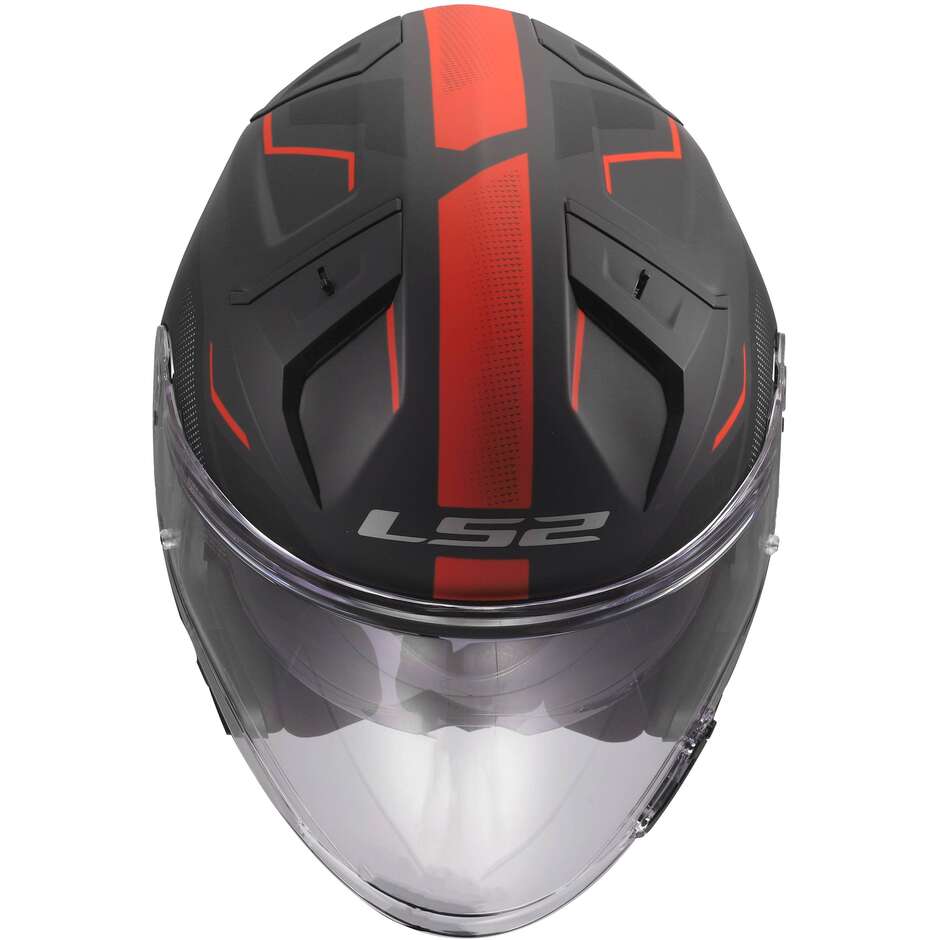 Casque moto jet LS2 OF603 INFINITY II VEYRON Noir Gris Rouge