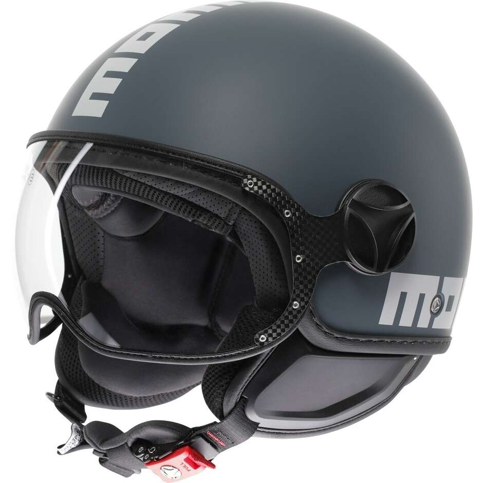 Casque Moto Jet Momo Design FGTR CLASSIC Candy Ottanio Gris Blanc Mat