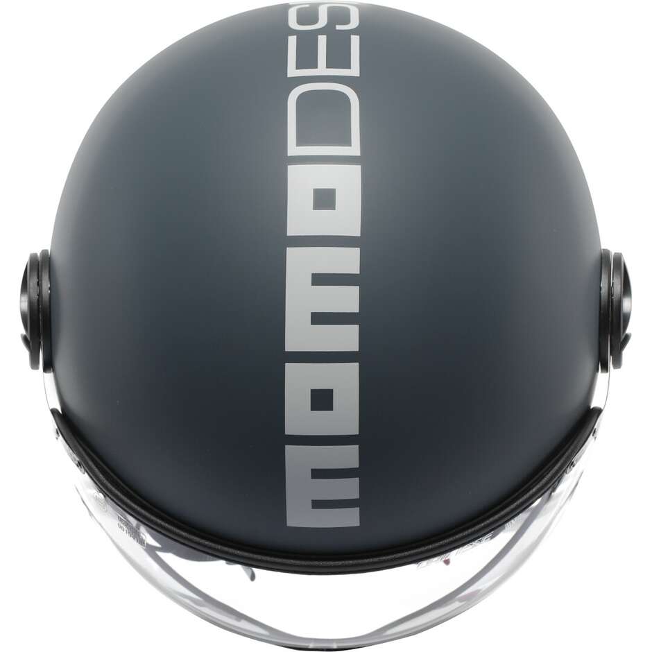 Casque Moto Jet Momo Design FGTR CLASSIC Candy Ottanio Gris Blanc Mat