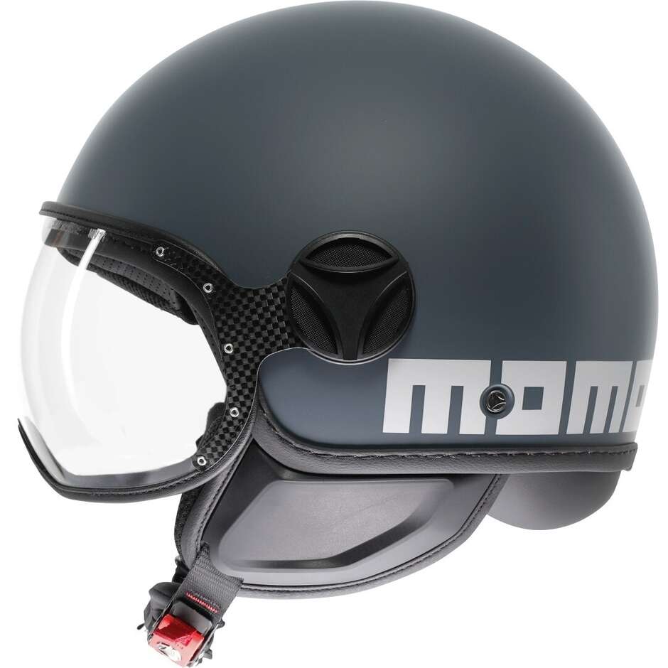 Casque Moto Jet Momo Design FGTR CLASSIC Candy Ottanio Gris Blanc Mat