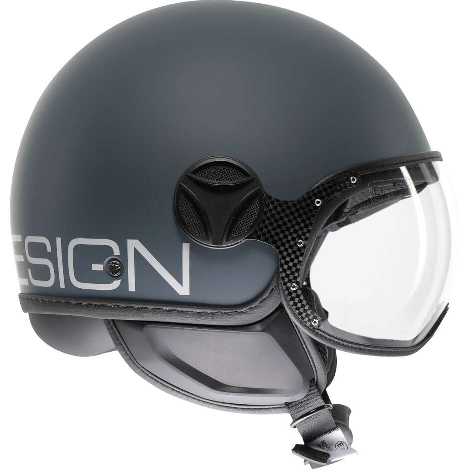 Casque Moto Jet Momo Design FGTR CLASSIC Candy Ottanio Gris Blanc Mat