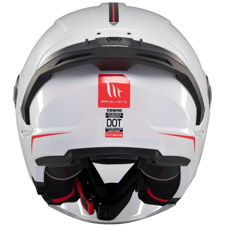 Casque moto jet MT COSMO SV SOLID A0, blanc brillant