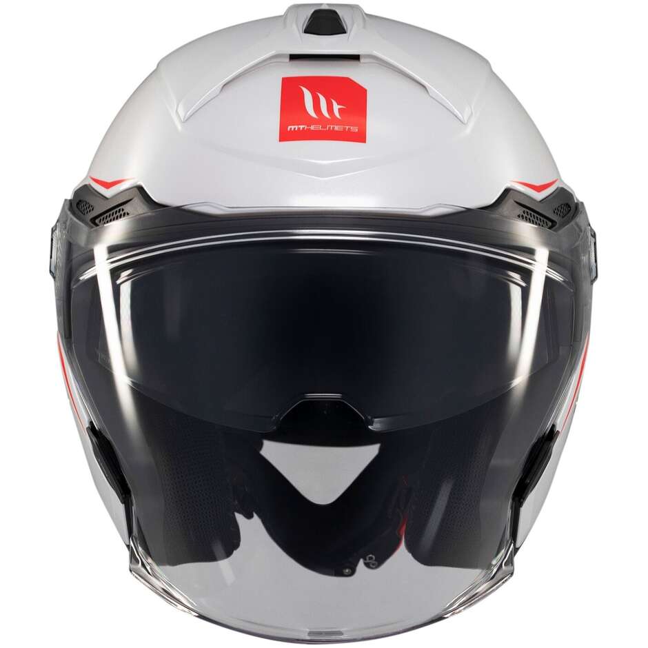 Casque moto jet MT COSMO SV SOLID A0, blanc brillant