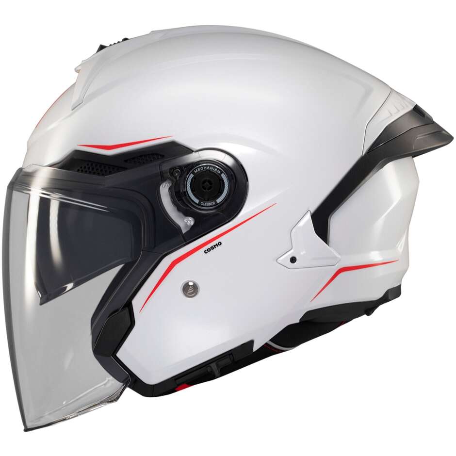 Casque moto jet MT COSMO SV SOLID A0, blanc brillant