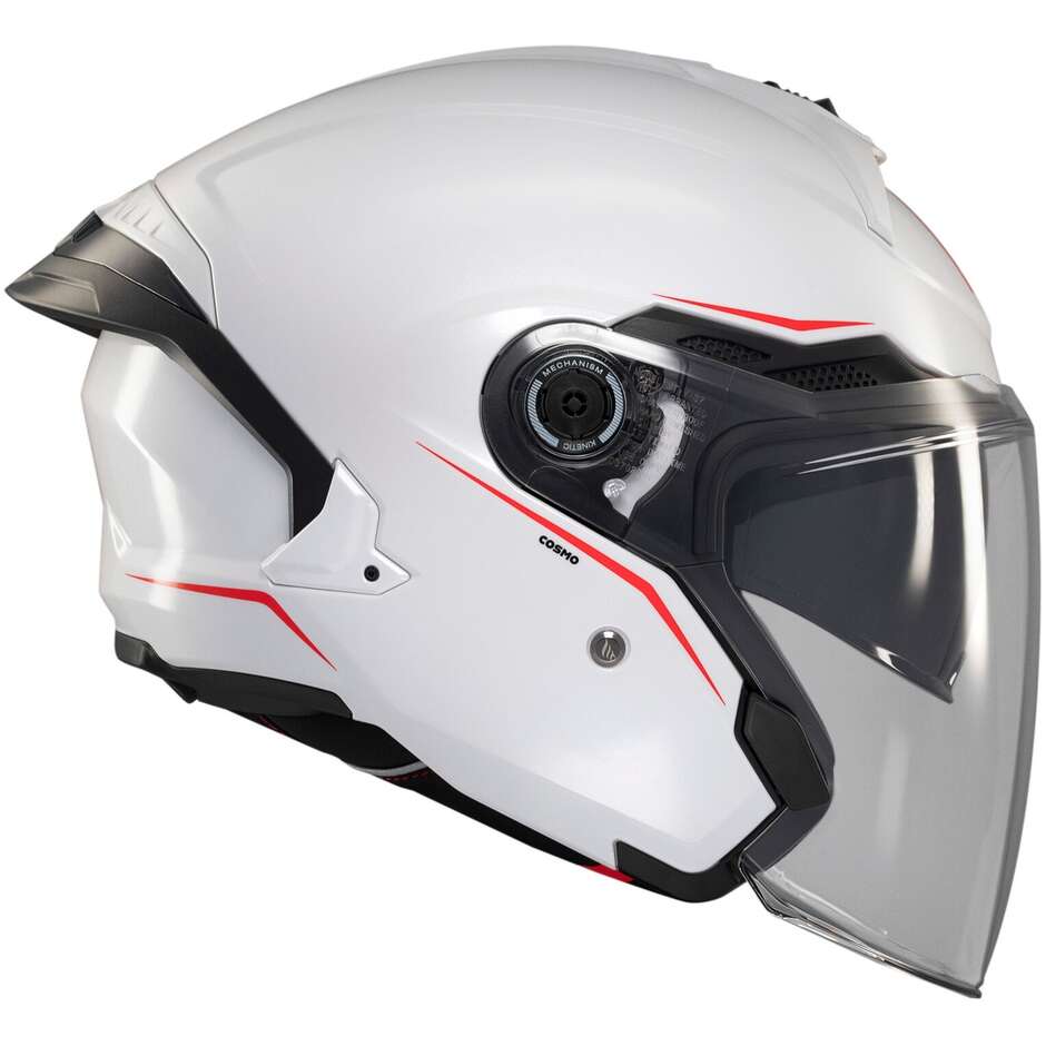 Casque moto jet MT COSMO SV SOLID A0, blanc brillant