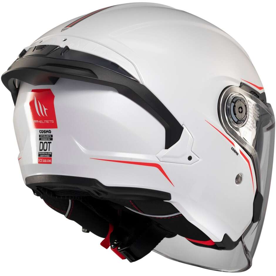 Casque moto jet MT COSMO SV SOLID A0, blanc brillant
