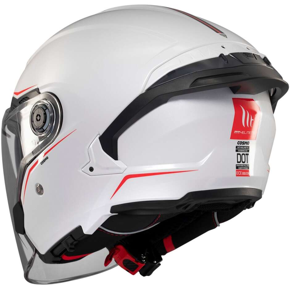 Casque moto jet MT COSMO SV SOLID A0, blanc brillant