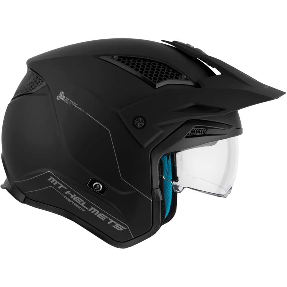 Casque Moto Jet Mt Helmets DISTRICT SV S SOLID A1 Noir Brillant