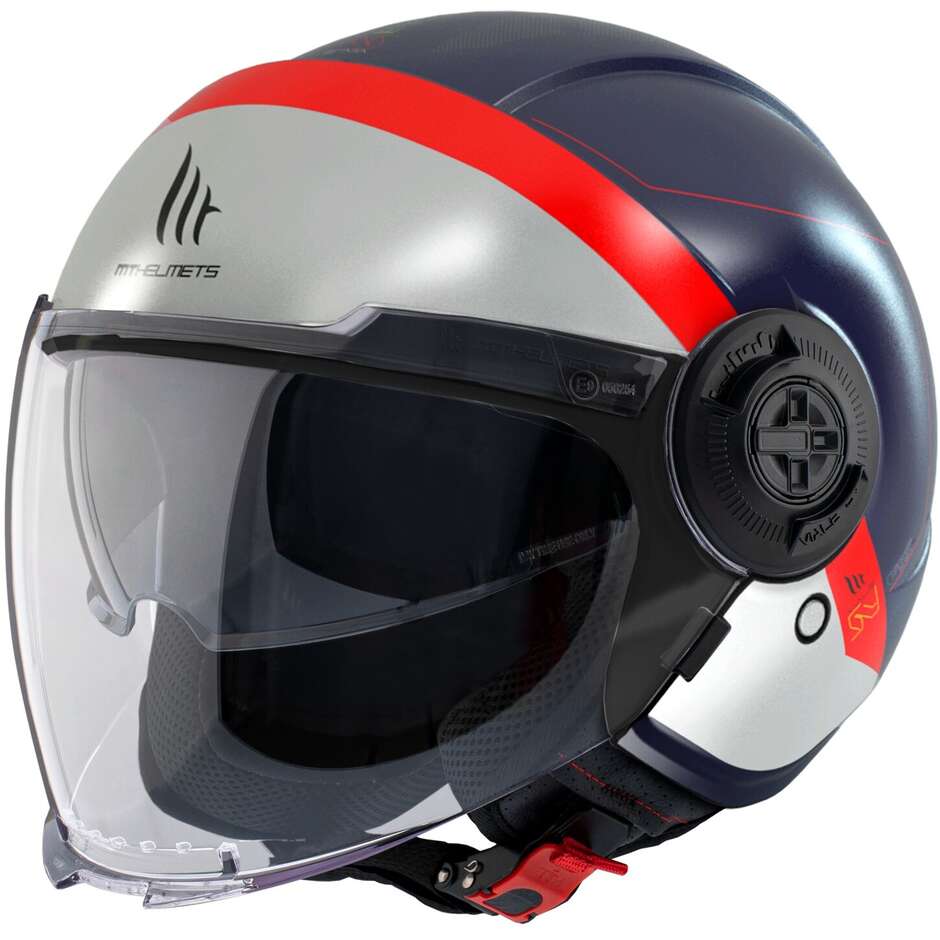 Casque Moto Jet Mt Helmets VIALE SV S 68 UNIT D7 BLEU Mat