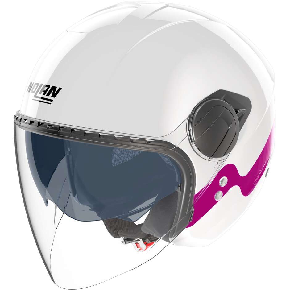 Casque moto jet Nolan N20-2 VISOR ZEFIRO 342, blanc brillant fuchsia