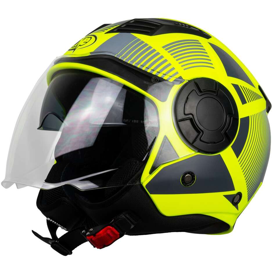 Casque Moto Jet One ALFA 2.0 Jaune Fluo Gris