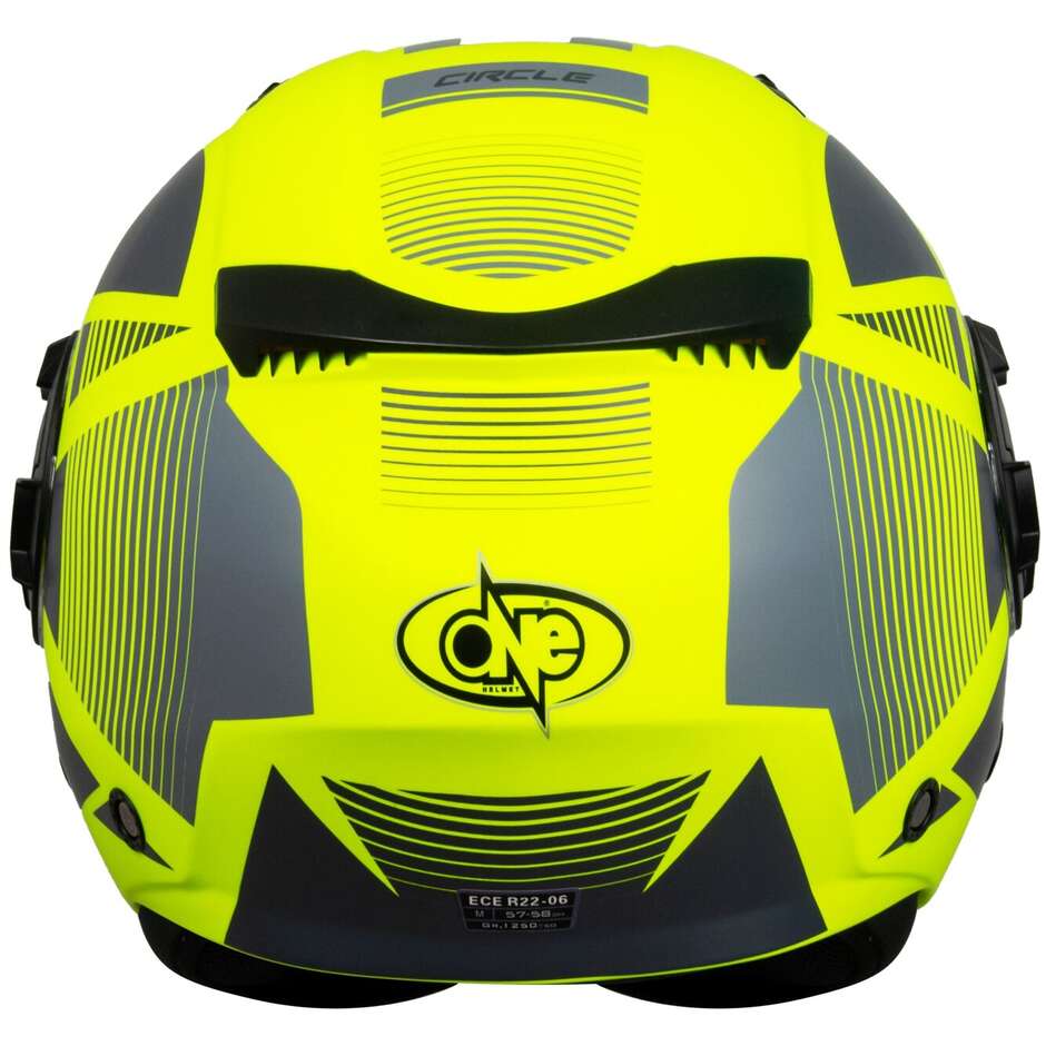 Casque Moto Jet One ALFA 2.0 Jaune Fluo Gris