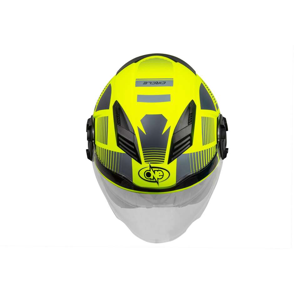 Casque Moto Jet One ALFA 2.0 Jaune Fluo Gris