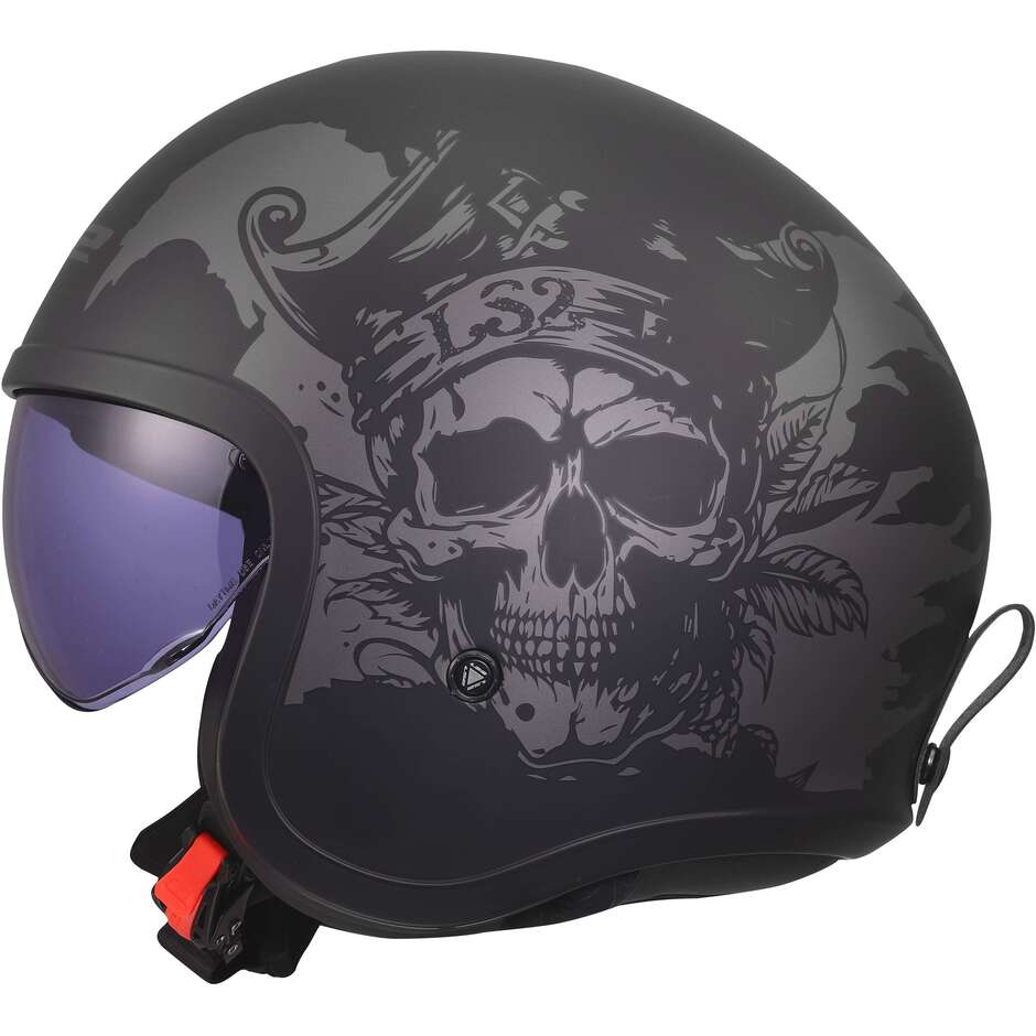 Casque moto jet personnalisé LS2 OF599 SPITFIRE II WILLY Noir Gris
