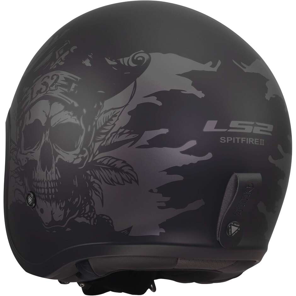 Casque moto jet personnalisé LS2 OF599 SPITFIRE II WILLY Noir Gris
