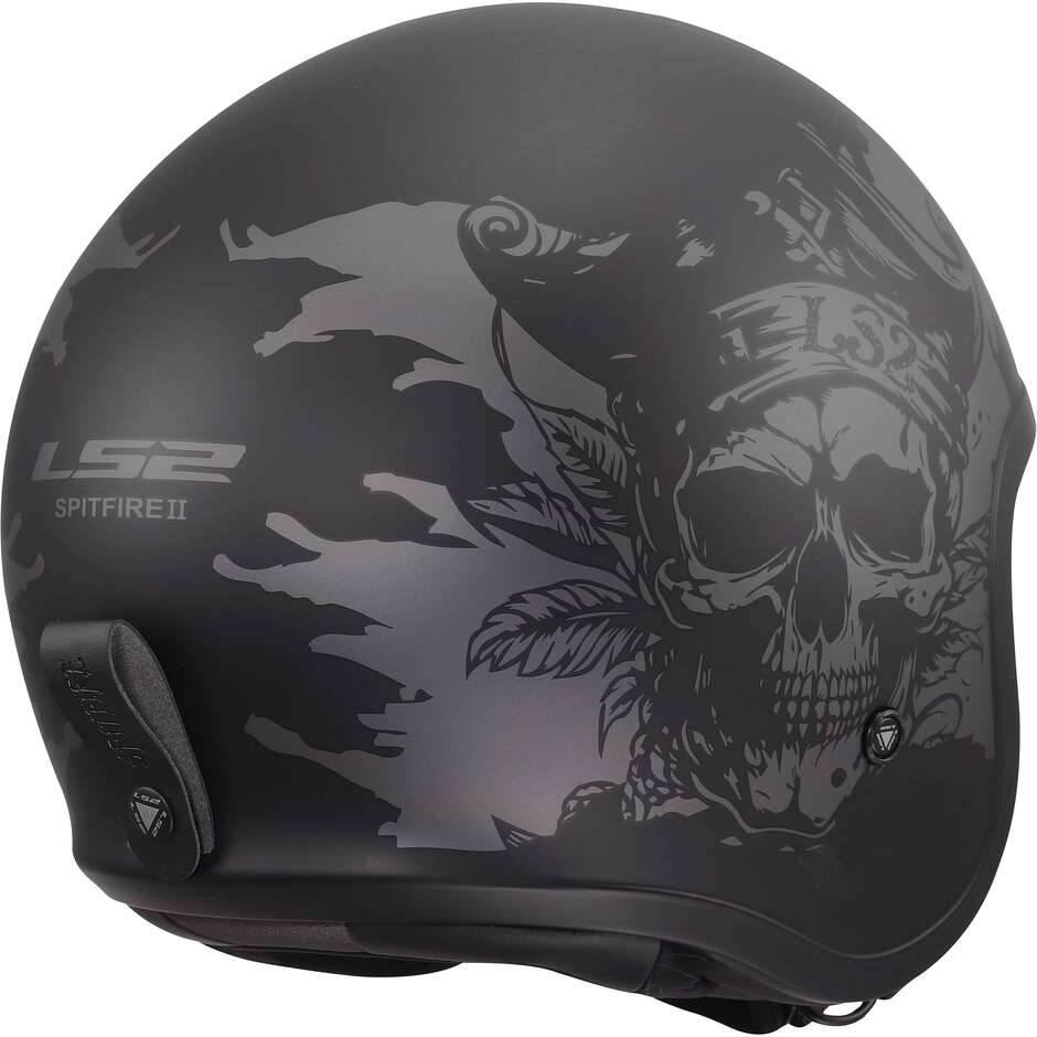 Casque moto jet personnalisé LS2 OF599 SPITFIRE II WILLY Noir Gris