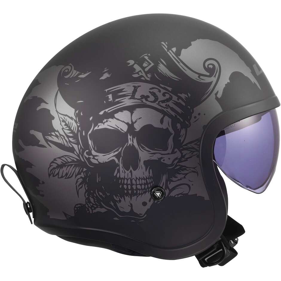 Casque moto jet personnalisé LS2 OF599 SPITFIRE II WILLY Noir Gris