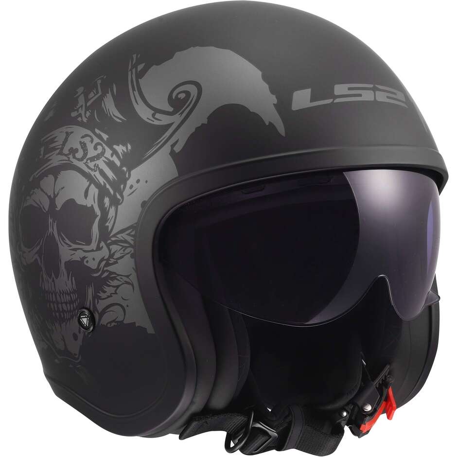 Casque moto jet personnalisé LS2 OF599 SPITFIRE II WILLY Noir Gris