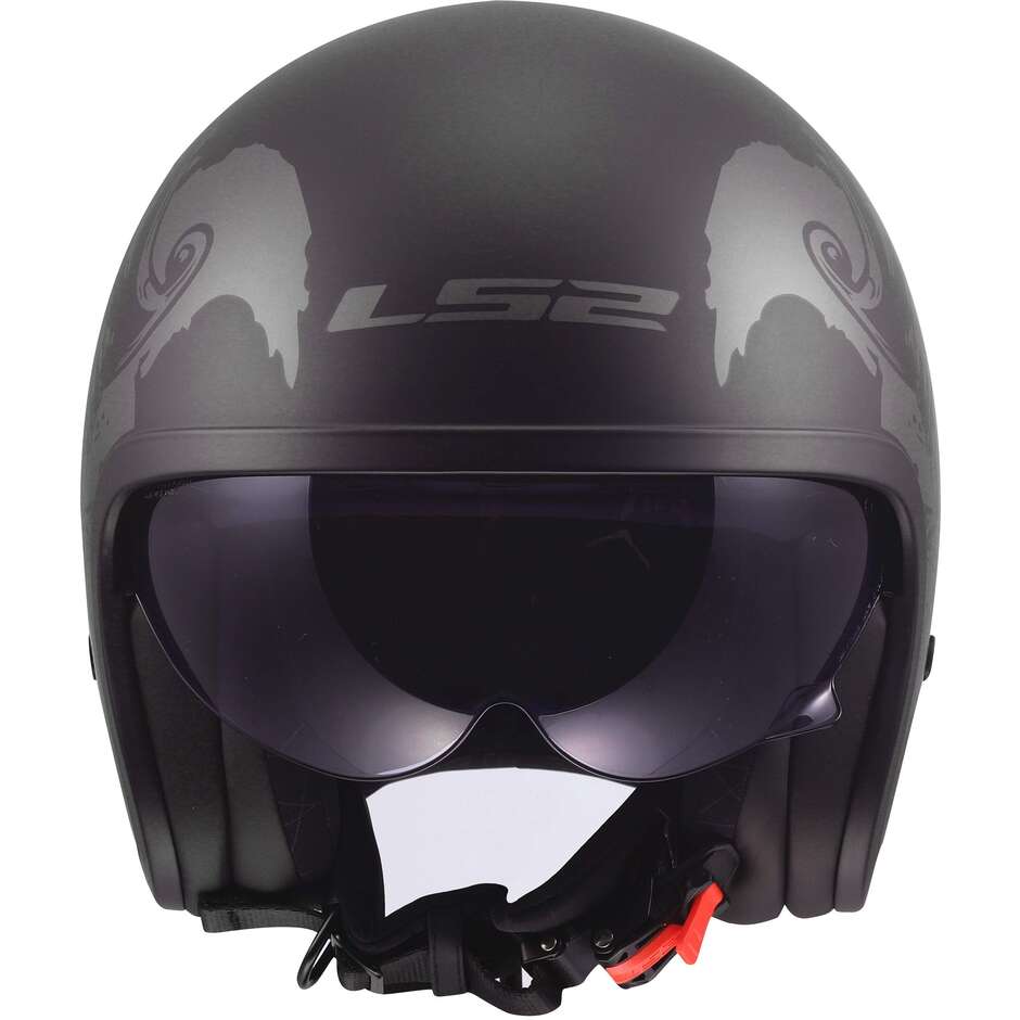Casque moto jet personnalisé LS2 OF599 SPITFIRE II WILLY Noir Gris