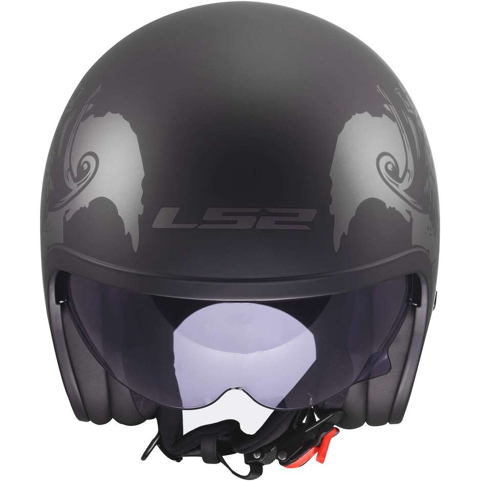 Casque moto jet personnalisé LS2 OF599 SPITFIRE II WILLY Noir Gris