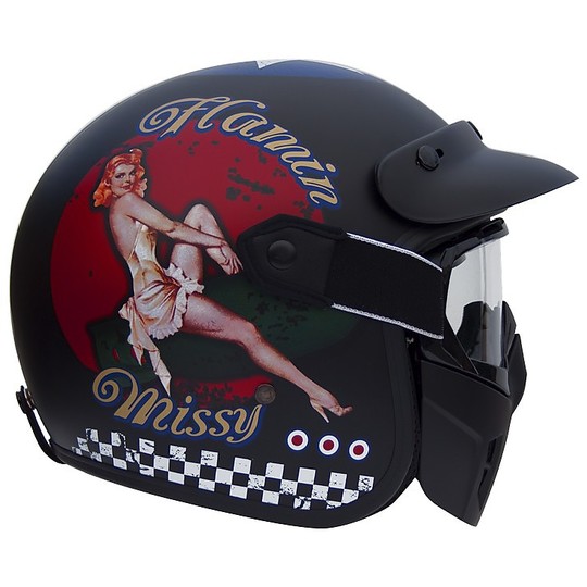 Casque moto Jet Premier Vintage Fibre Mask Pin Up 9 BM