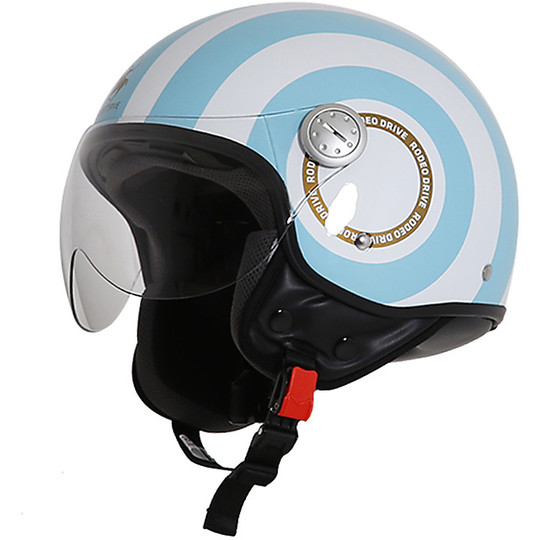 Casque moto Jet Rodeo Drive RD105 Bands Light Blue White