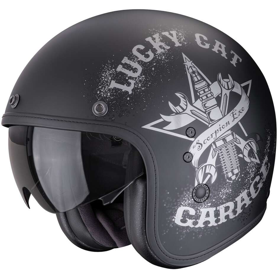 Casque moto jet Scorpion BELFAST EVO HANGAR noir mat argent