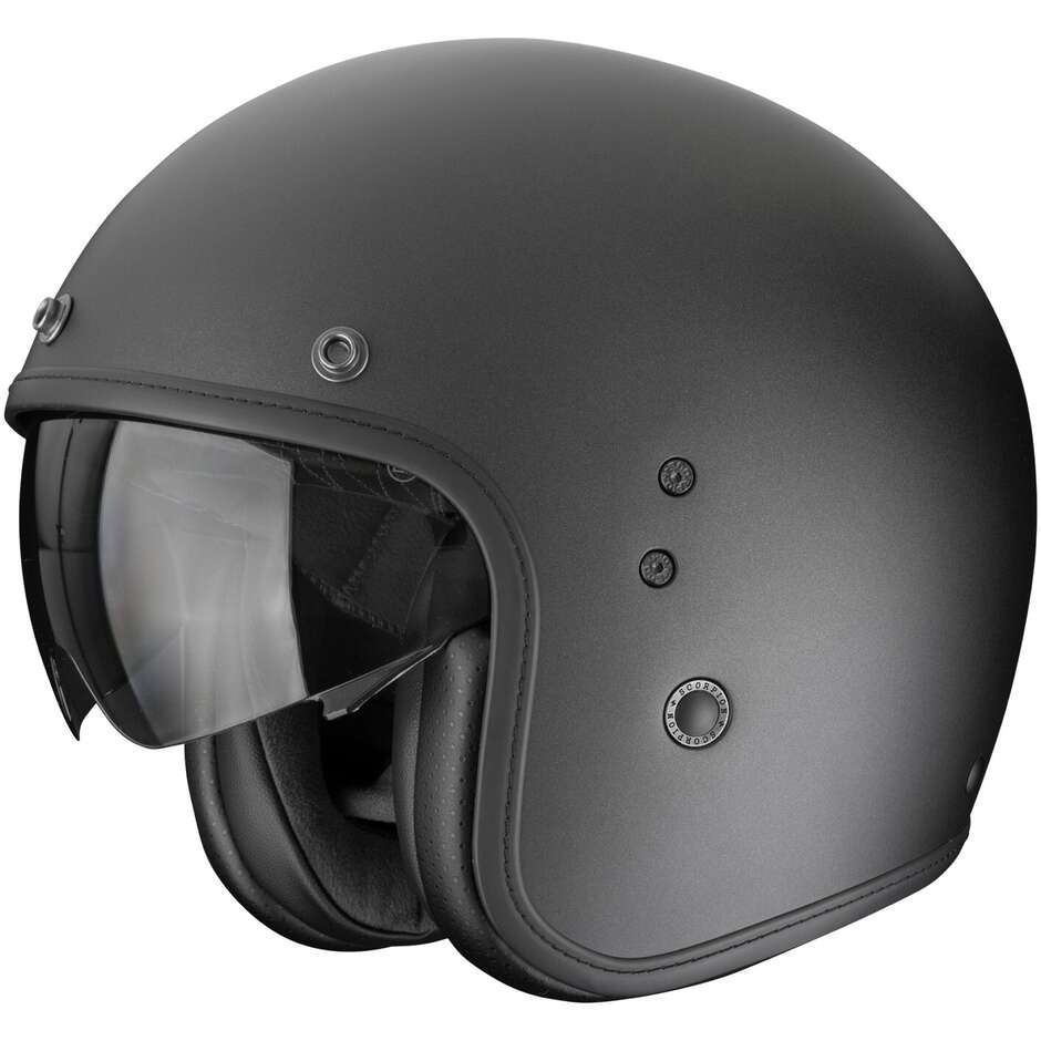Casque moto jet Scorpion BELFAST EVO SOLID, noir nacré, mat