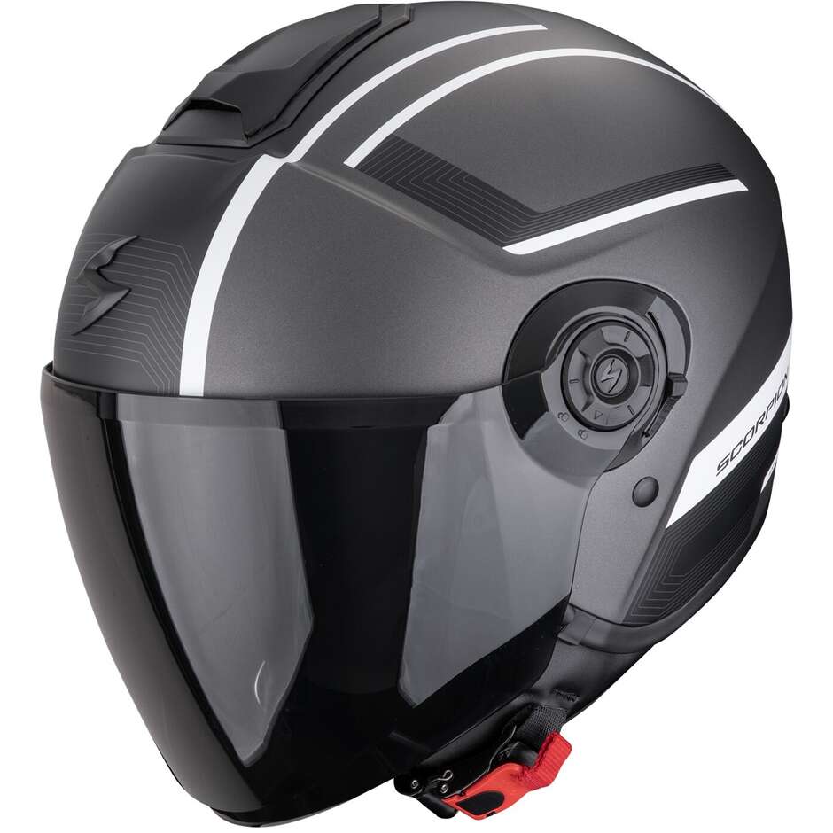 Casque moto jet Scorpion EXO-CITY II COSMOS argent mat blanc