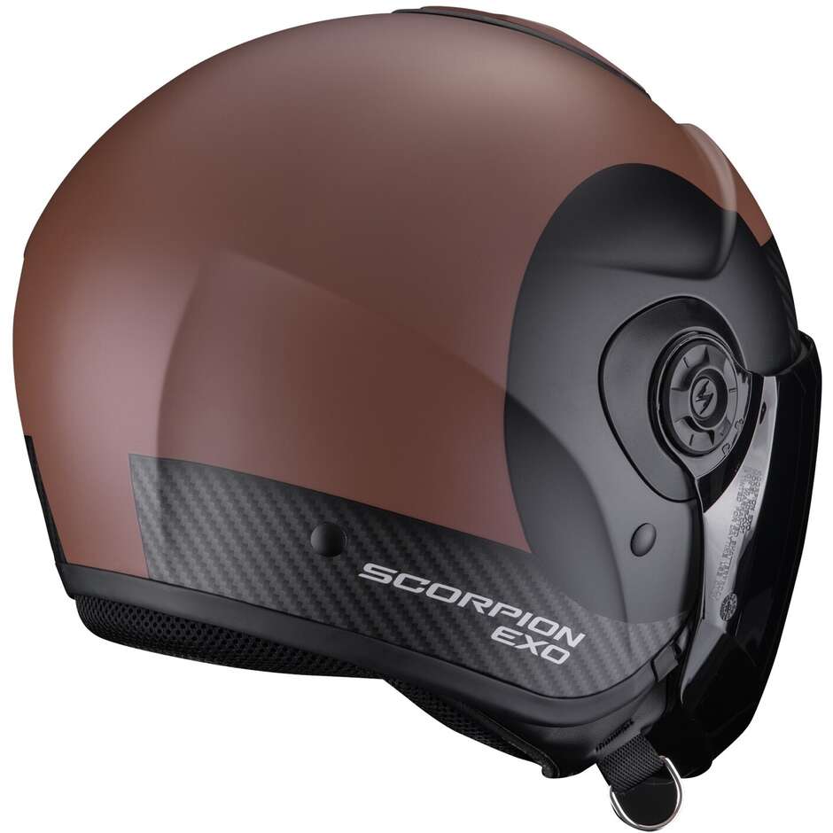 Casque moto jet Scorpion EXO-CITY II SHEER, noir mat et marron