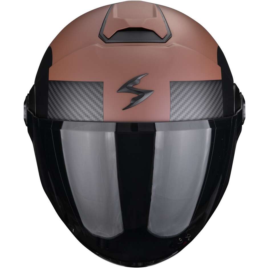 Casque moto jet Scorpion EXO-CITY II SHEER, noir mat et marron