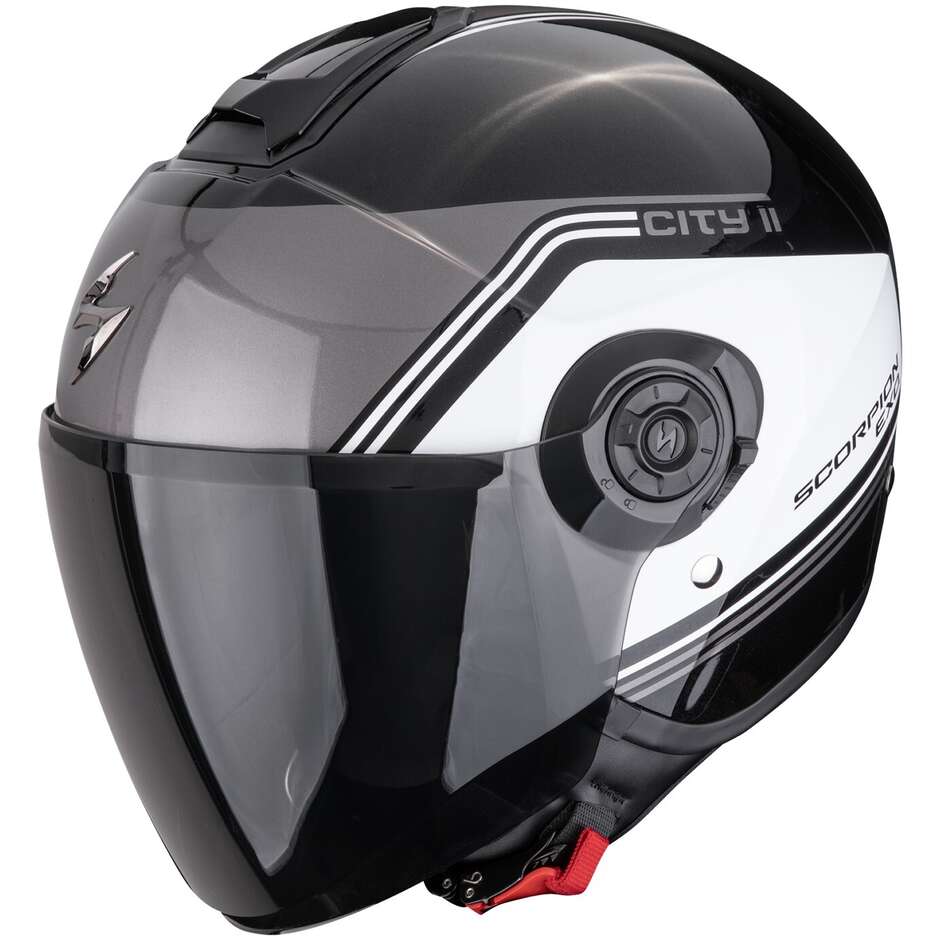 Casque moto jet Scorpion EXO-CITY II VITA Metal Noir Blanc