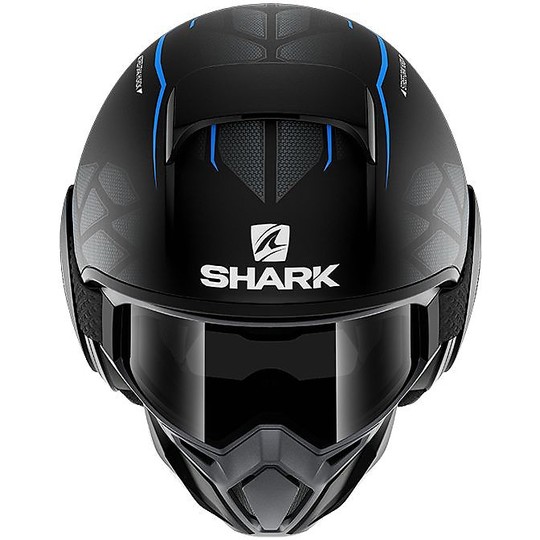 Casque Moto Jet Shark STREET-DRAK HUROK Noir Mat Bleu
