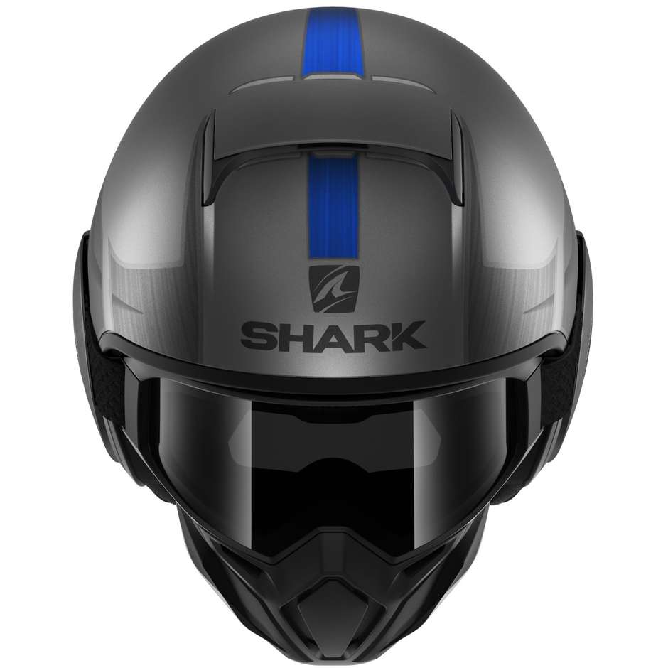 Casque Moto Jet Shark STREET DRAK TRIBUTE RM Anthracite Chrome Bleu